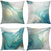 4pcsset marble texture turquoise and gold silver decorative throw pillow covers luxury abstract fluid art ink soft velvet pillo