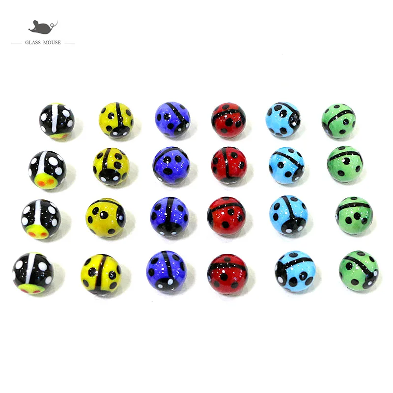 

24Pcs Creative Cartoon Ladybug Cute Mushroom Design Rare Glass Marbles Ball Game Pinball Toys Easter Party Decor Gifts For Kids