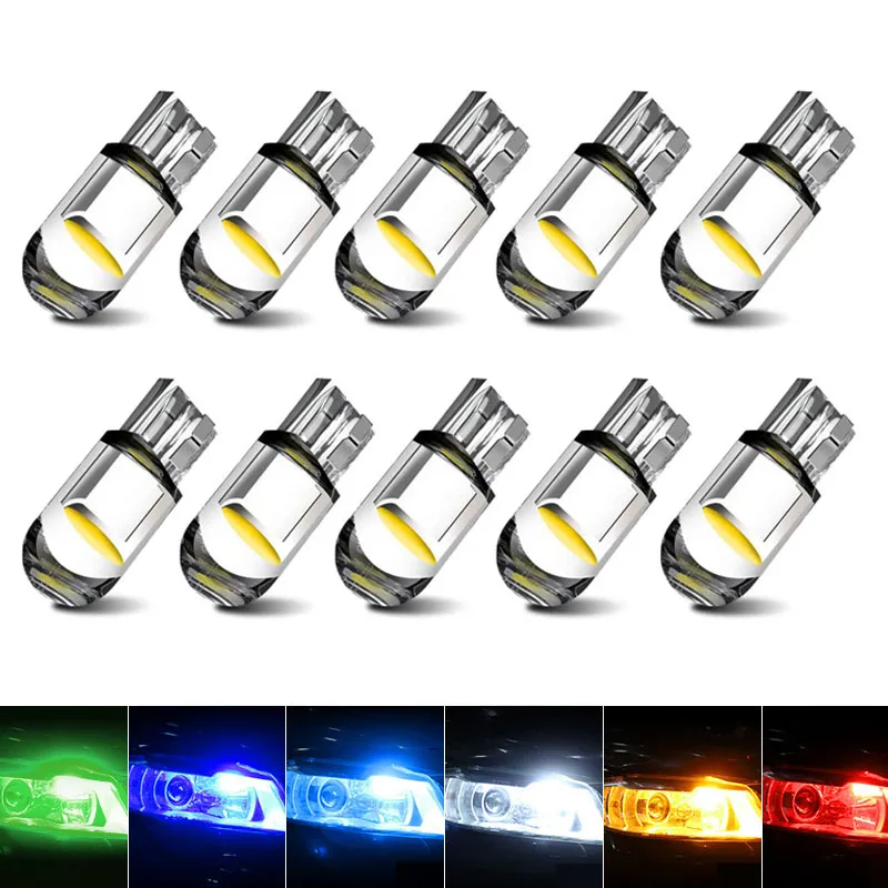 

20PCS T10 194 168 W5W Wedge LED Bright Light COB 6000K White License Plate Lamp Dome Bulb 12V For Auto Car Interior Accessories
