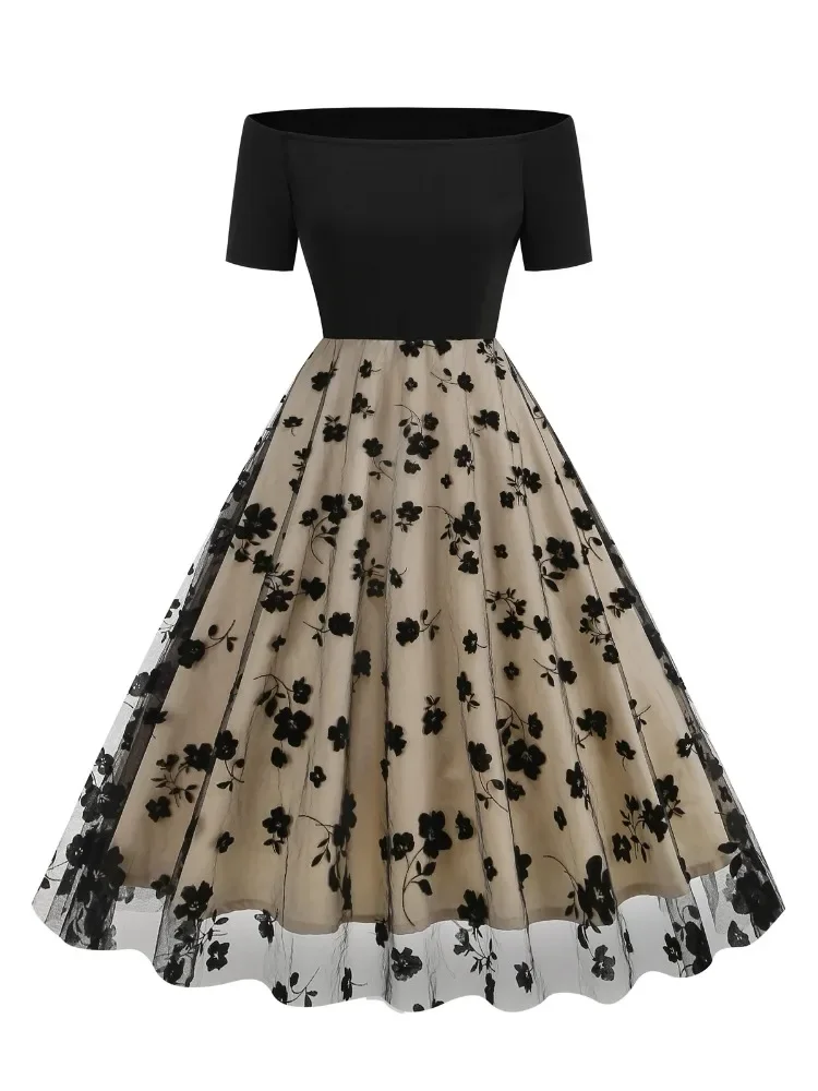 Новинка 202 Хепберн сетчатое винтажное платье миди с вышивкой бабочкой и