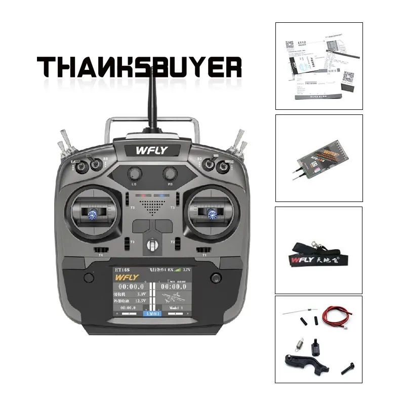 Пульт дистанционного управления WFLY ET16S, 16-канальный дистанционный контроллер с правой и левой дроссельной заслонкой, автоматическое центрирование для беспилотных летательных аппаратов с фиксированным крылом
