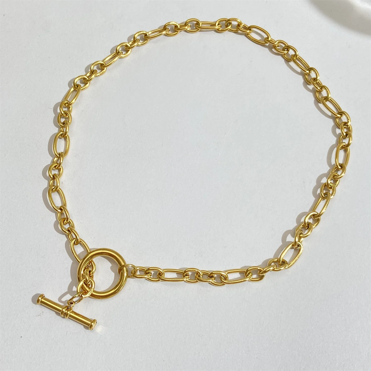 Ожерелье женское из нержавеющей стали толстая цепочка с застежкой не потускнеет