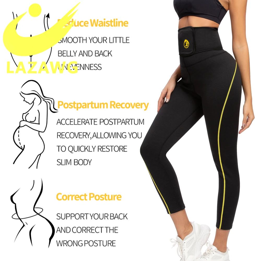 LAZAWG  Women Hot Neoprene Shpewear Gym Sauna Workout Trousers Sauna Pants Sweat Leggings Slimming Shapers Waist Trainer