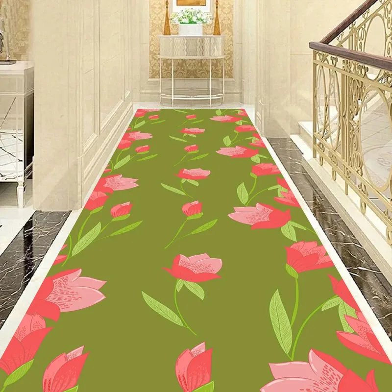 

Reese Lobby Carpets Living Room Porch Rugs Chinese Watercolor Flower Tulip Hallway Corridor Aisle Hall Entrance Decor Customable