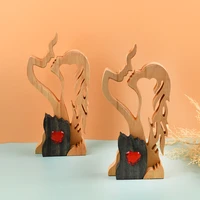 angel couple wooden simulation statue ornament handicraft character home lover indoor tide play gift carving home decore fairy