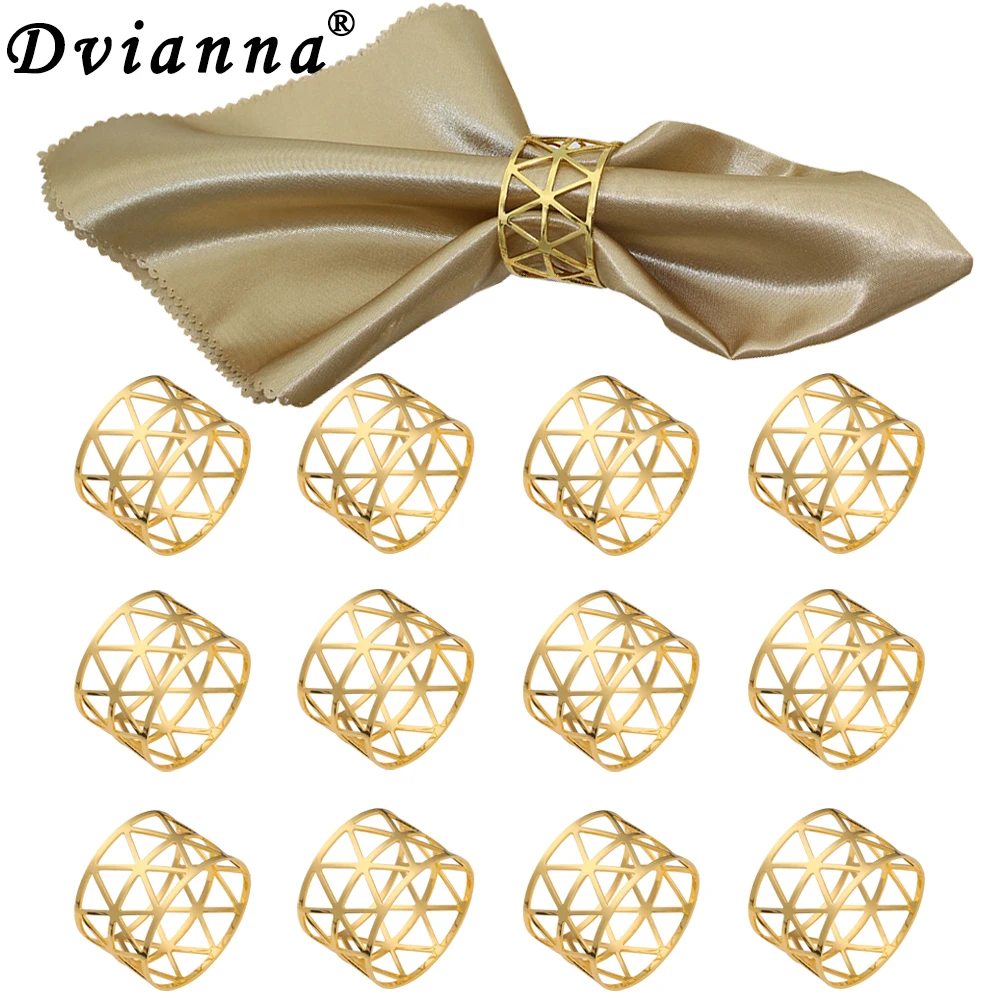 

12Pcs Hollow Out Metal Napkin Rings Exquisite Napkin Holders for Daily Family Gathering Wedding Party Decor (Mixed) HWM35