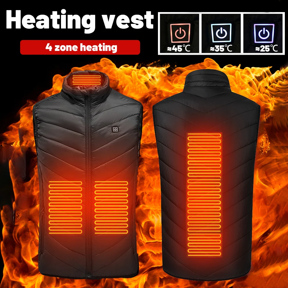 

4 Heating Areas Vest Men Women Usb Heated Jacket Heating Vest Thermal Clothing Hunting Vest Winter Heating Jacket Plussize 5XL