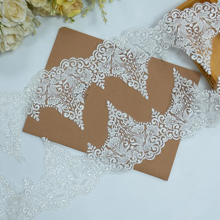 

Summer Small Floral Sequins Bohemian Plant Pattern White Lace High 13cm Clothing Wedding Accessories