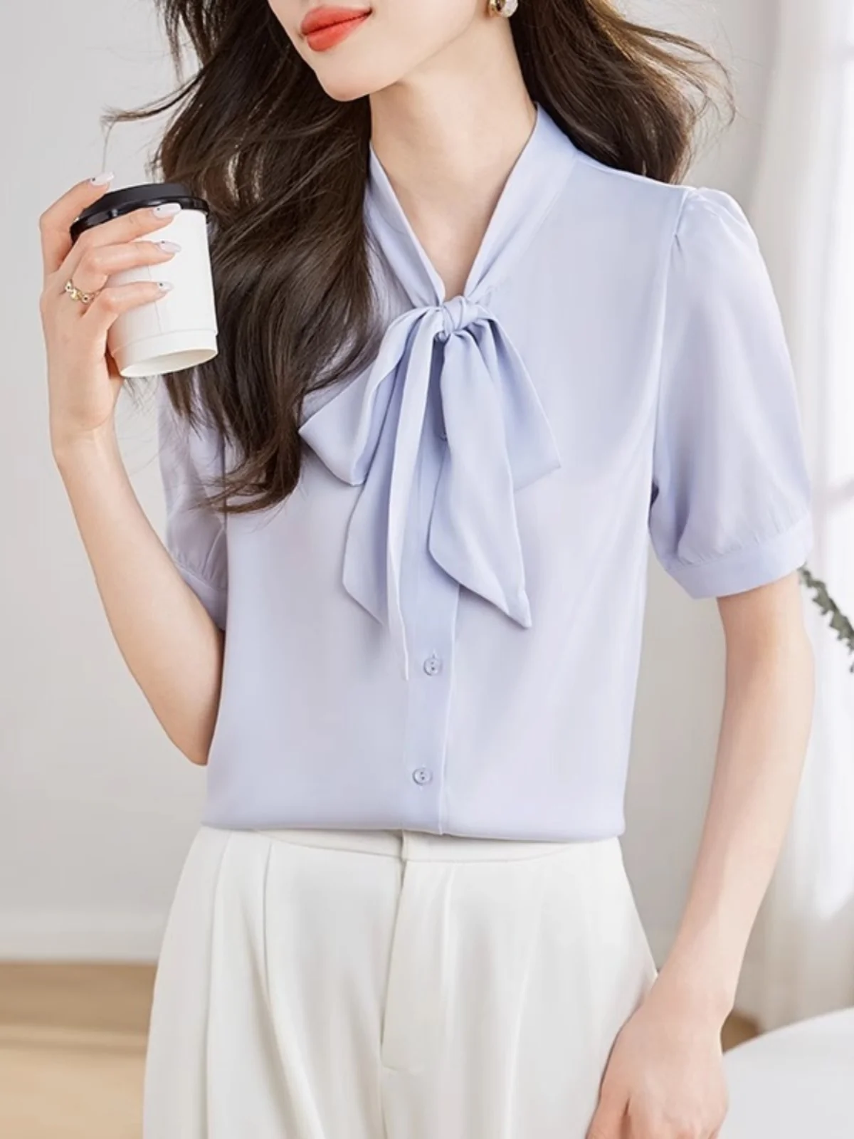 Bow Chiffon Shirts Women's Long-Sleeved Autumn and Winter 2024 New High-Grade Temperament Top Professional Commuter Shirt