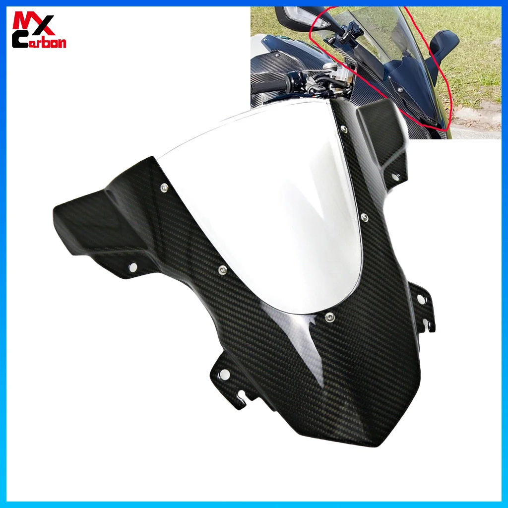 

Motorcycle Front Windshield with Glass Wind Deflector For BMW S1000RR 2019-2023 Full Carbon Fiber Windscreen Accessories
