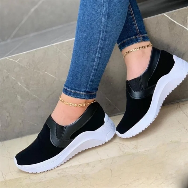 

Autumn New Round Toe Wedges Shoes Women Fashion Outdoor Walking Thick Sole Casual Flat Loafers womens shoes