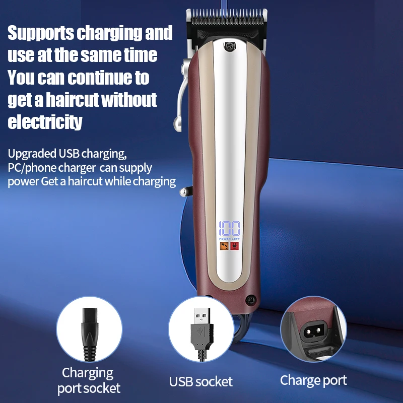 Машинка для стрижки волос RESUXI 722B/722C с ЖК-дисплеем