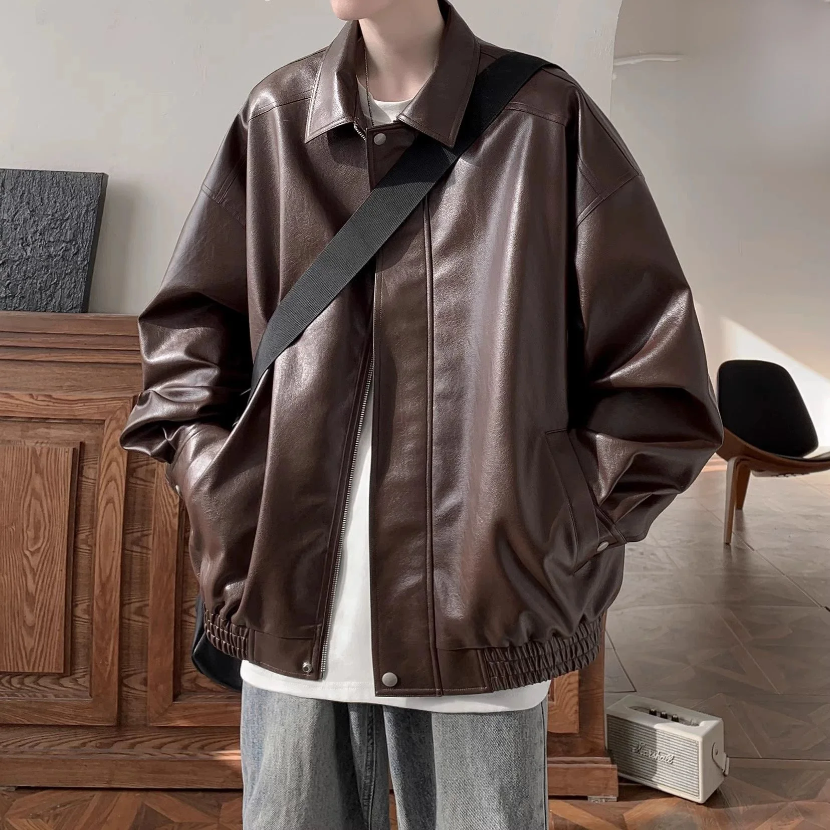 Американская винтажная кожаная одежда Верхняя Мужская весенне-осенняя