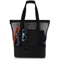 ladies picnic bag mesh refrigerator compartment oversized zipper closed beach tote bag outdoor camping beach tote bag