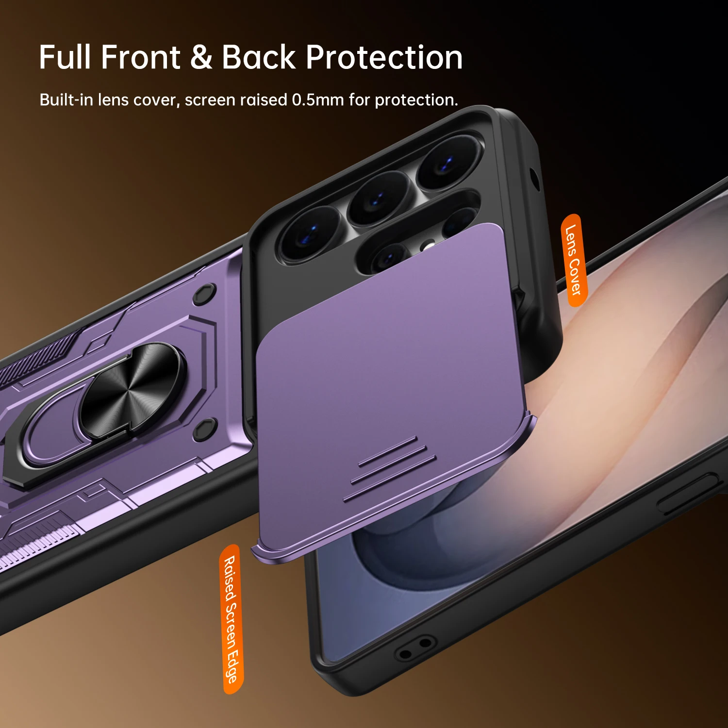 Фото Чехол Nanshan Armor для Samsung Galaxy S26 Ultra S26Plus GalaxyS26 5G с защитой камеры, металлическим кольцом-подставкой и защитой объектива №3