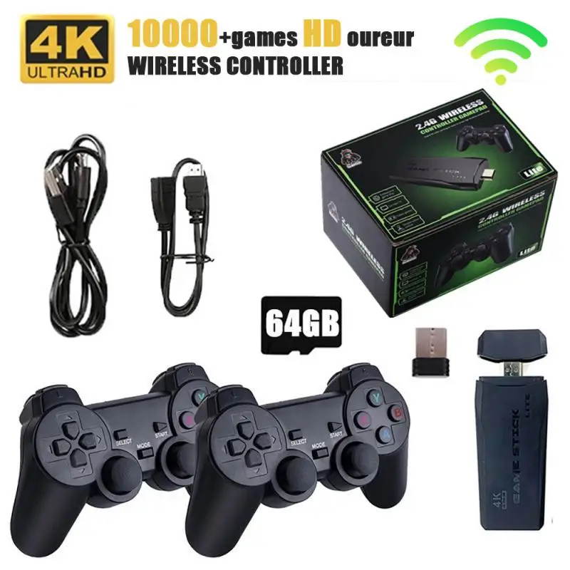 Retro Video Game Console 2.4G Double Wireless Controller Game Stick 4K 10000 Games 64 32GB Games For PS1/GBA/MD Boy Kids Gift