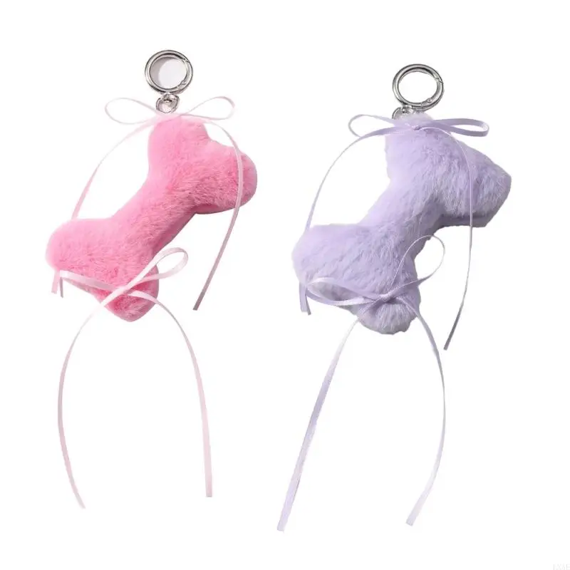 LXAE Симпатичная подвеска в виде кости с лентой и бантом брелок для ключей плюшевый