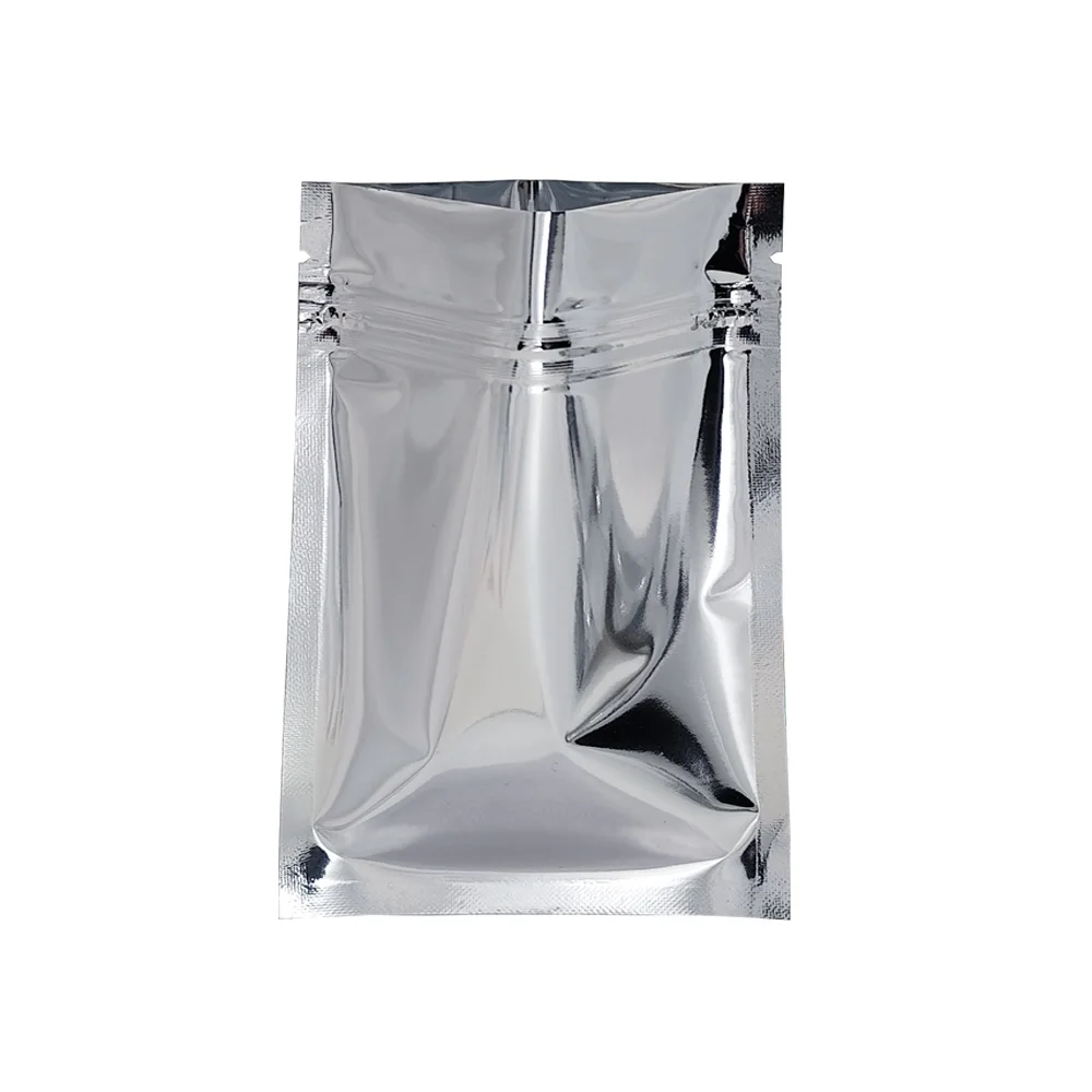 100 шт./лот серебряный замок на молнии многоразовые пустые пакеты из алюминиевой