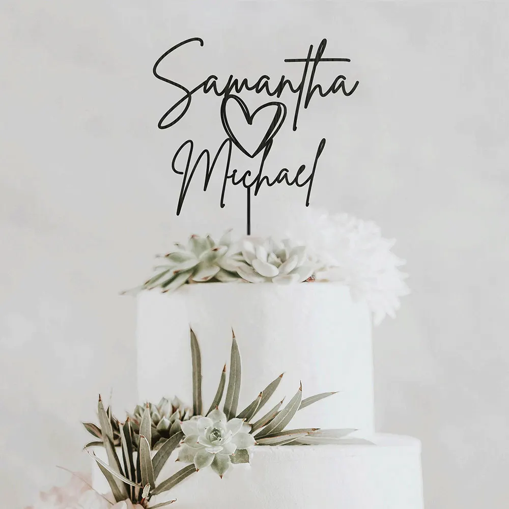 

Акриловый именной топпер для торта с сердцем