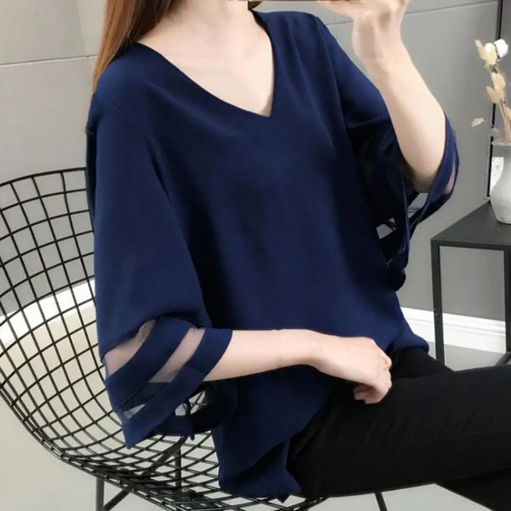 

Стильная летняя блузка из мягкой ткани с защитой от пиллинга, свободная летняя блузка, подходящая ко всему женская одежда