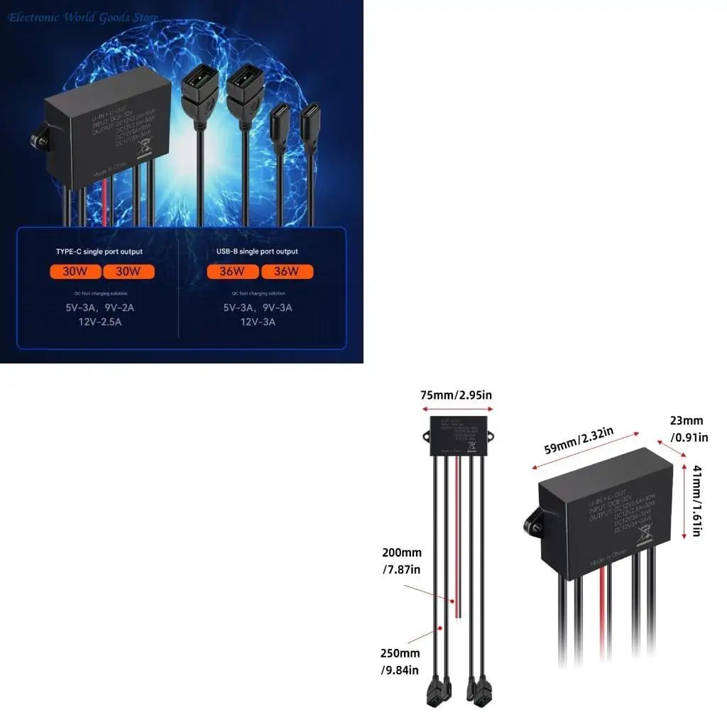 Фото A3PD 12 В 24 В типа C USB 4-портовый гнездовой зарядный модуль для корабля, автомобиля, грузовика №1