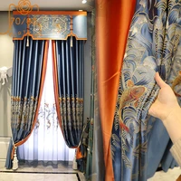 new chinese high end classical satin fish embroidered window screen blackout curtains for living room bedroom