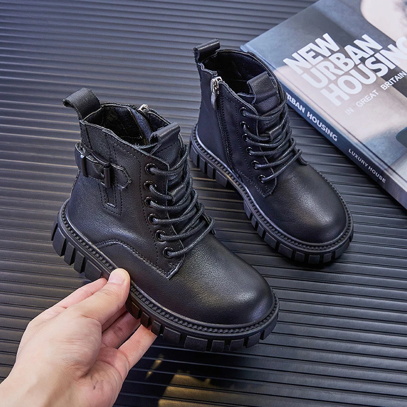 

Ботинки мартинсы из натуральной кожи, на мягкой подошве, на весну/осень