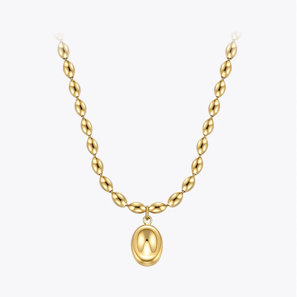 

ENFASHION Oval Beans Necklaces Gold Color Vintage Necklace Stainless Steel Fashion Jewelry Party Holiday Collier Femme P213201