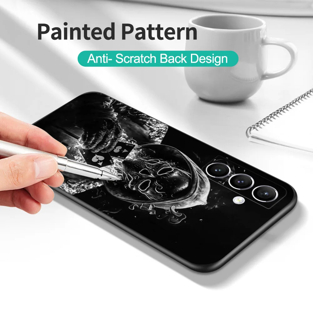 Черный чехол из ТПУ для Samsung Galaxy A35 A55 A05 A05S A15 A25 M54 M34 M14 5G Зеленый Череп