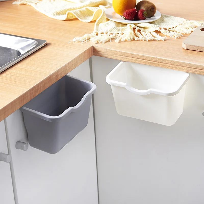 

The New 2021 Kitchen Cabinet Door Hanging Trash Garbage Bin Can Rubbish Container Household Cleaning Tools Mini Waste Bins