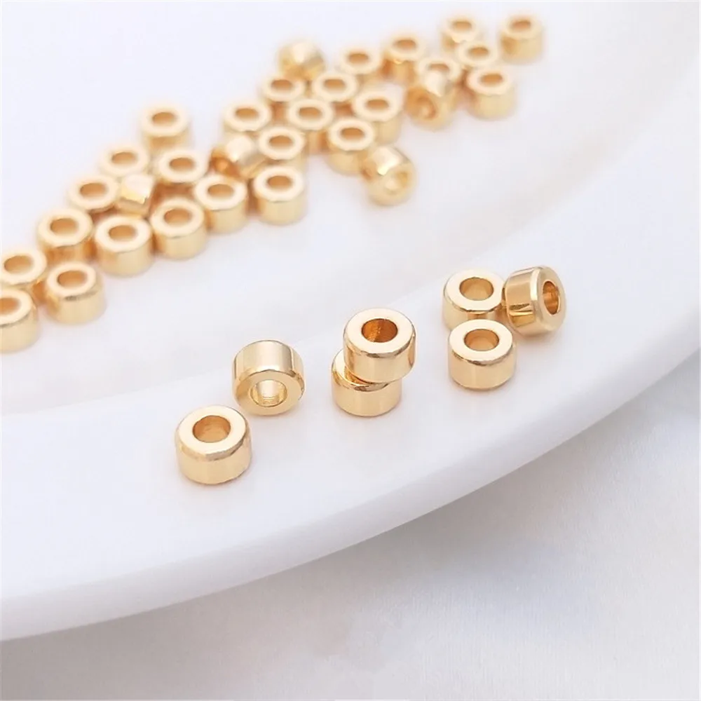 

14K Gold Filled Plated Bucket bead wheel bead 4mm beads diy handmade leather rope bracelet with beads accessories materials