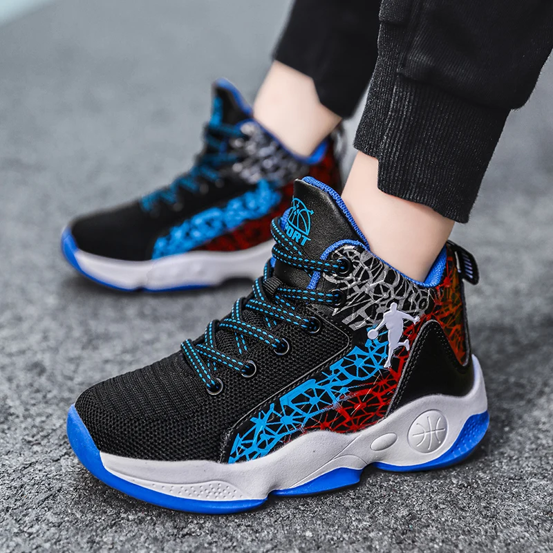 bata children's sandals Size 31-40 Basketball Shoes Boys Gilrs Outdoor Men Kids Wear Resistant Air Cushioning Basket Enfant Garcon Sport Sneakers girl princess shoes