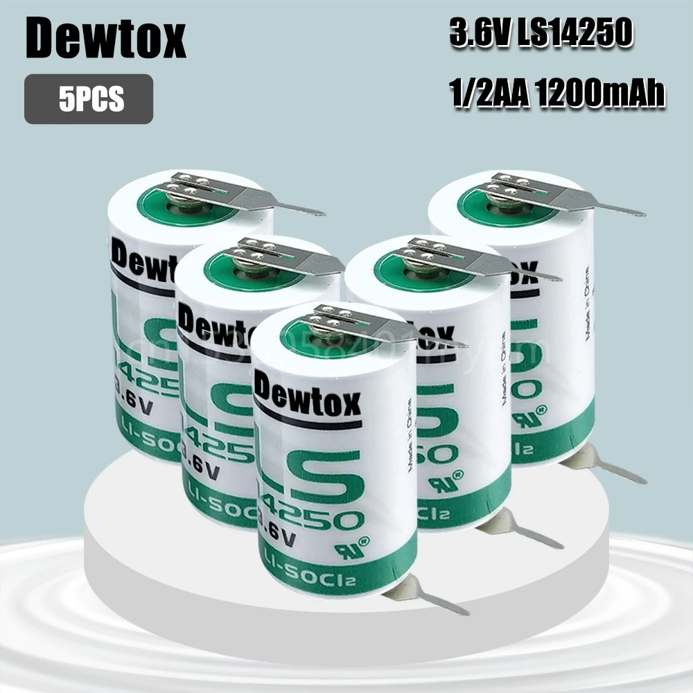 

5 шт./лот Новый Dewtox LS14250 1/2AA электронное оборудование литиевая батарея 14250 1/2AA 3,6 В ПЛК литиевая батарея с паяльными ножками