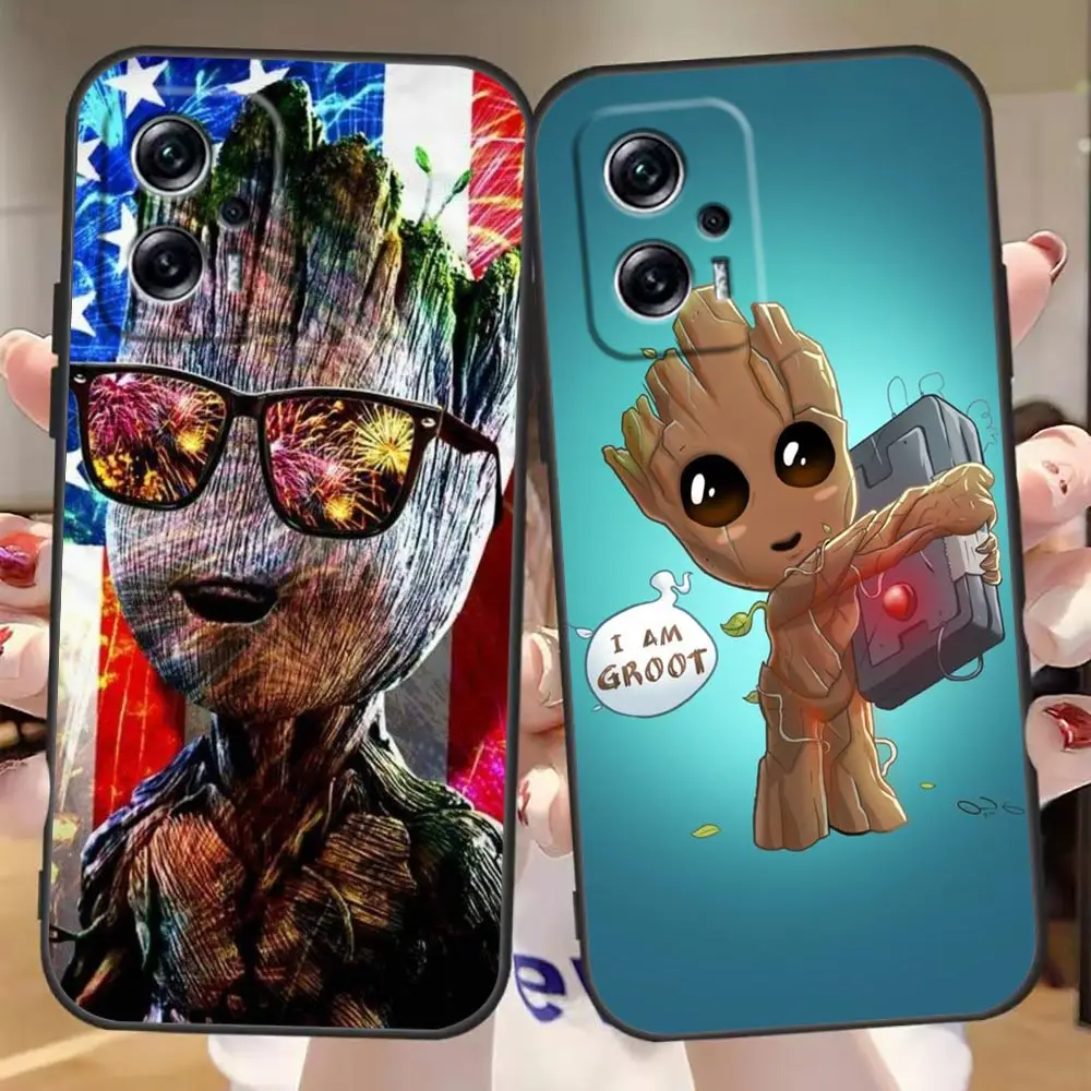 

Cute Marvel Groot Avengers Cover Case Funda For Redmi Note 11 11S 11E 11T 7 8 12 8T 9 9S 9T 10 10S Pro Plus 4G 5G Carcasa Case