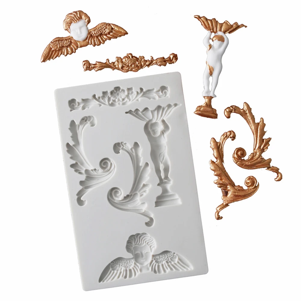 

European series Embossed little angel border pattern chocolate mould Fondant cake silicone mold baking tool