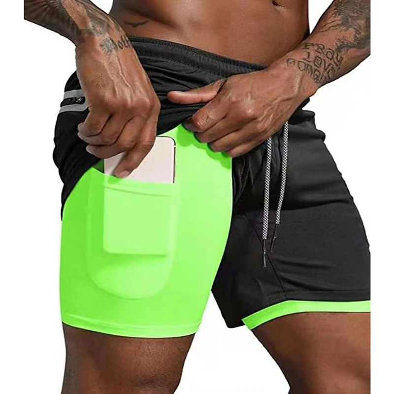 

Sport Shorts Men Sportswear Double-deck Running Shorts 2 In 1 Beach Bottoms Summer Gym Fitness Training Jogging Short Pants
