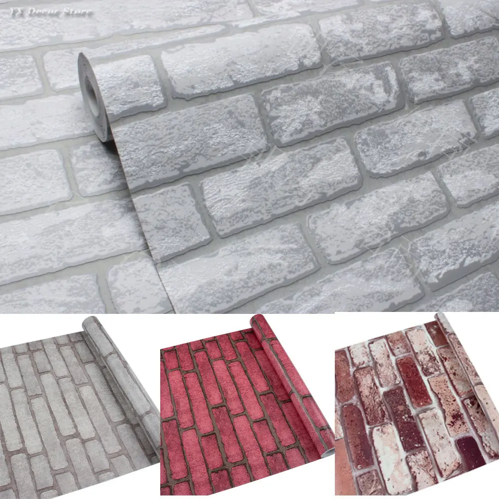 

Simple Retro PVC Brick Pattern 3D Wallpaper Living Room TV Background Wall Sticker Self-adhesive Wallpaper