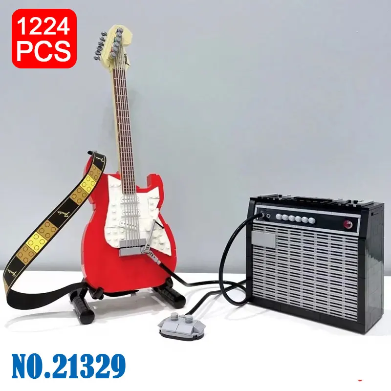 

Креативная модель музыкальной гитары 21329, строительные блоки MOC, идеи «сделай сам», развивающая игрушка, детские подарки на день рождения и Р...
