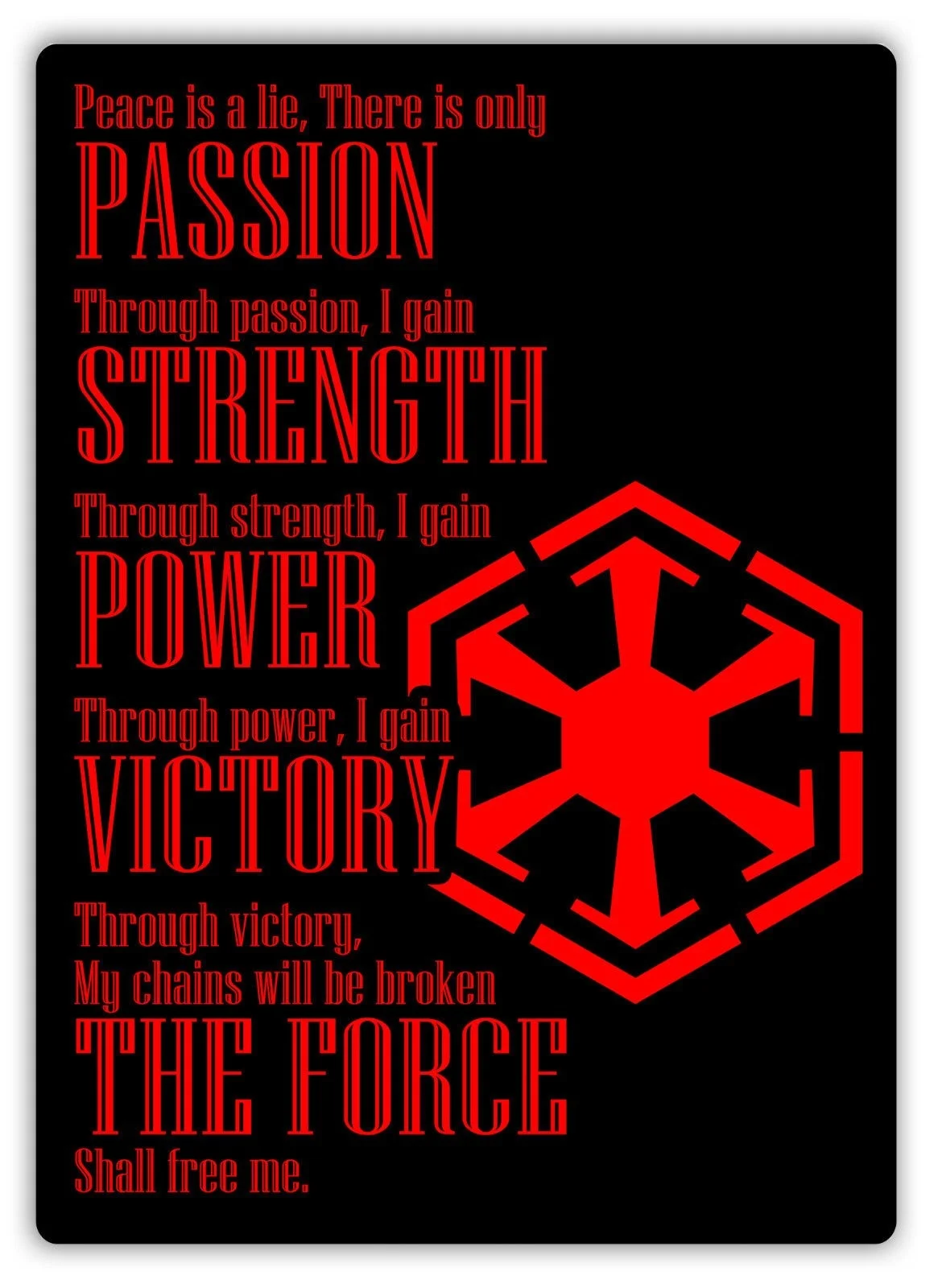 

Sith присяга-металлический настенный знак, табличка, искусство-Звездные космические войны, силы Дарта люка, блестящее (посетите наш магазин, больше товаров!)