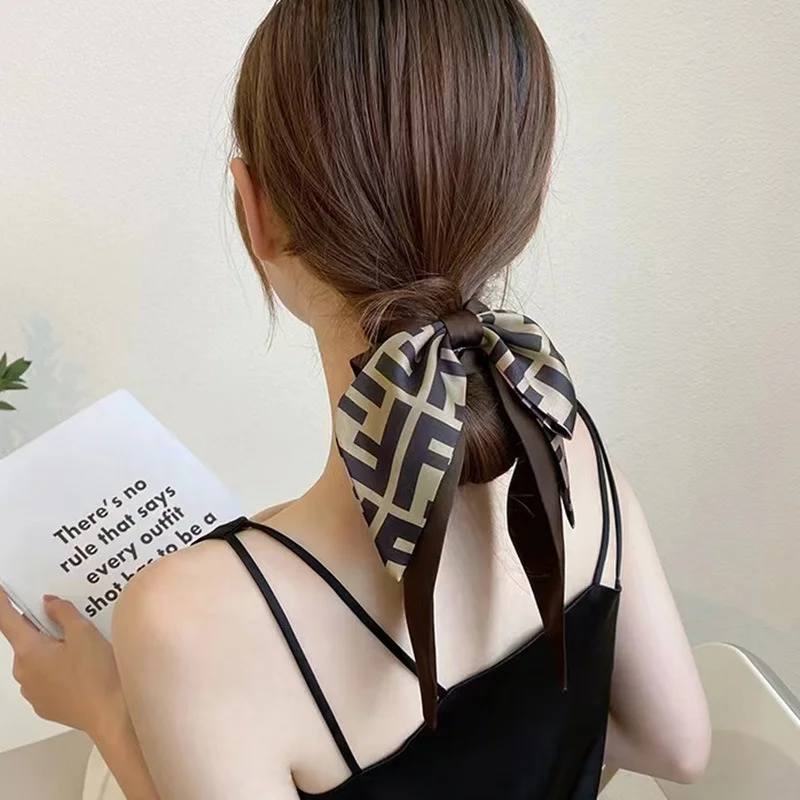 

New Adult Letter Bow Double-layer Streamer Large Intestine Hair Ring Korean Version Plaid Hair Ring Hair Accessories AFS235