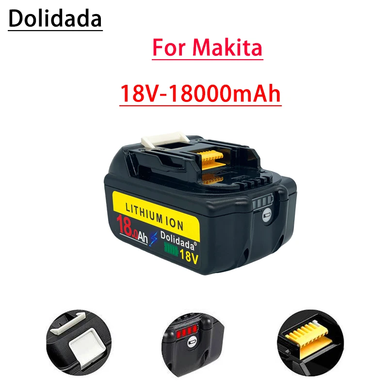 

For Makita 18V 18000mAh Black Rechargeable Li-Ion Battery Fast Charge Longer Run Time For Bl1880 Bl1860 Bl1830