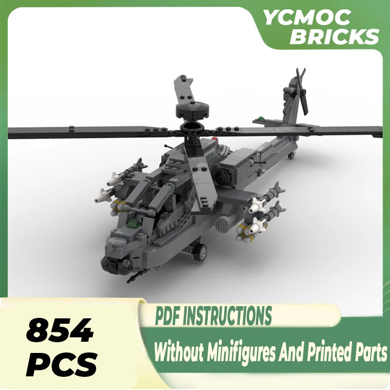 

Moc Building Blocks Military Model AH-64D Helicopter Technical Bricks DIY Assembly Construction Toys For Childr Holiday Gifts