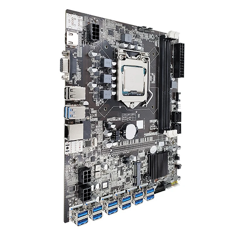 

B75 ETH Miner Motherboard 12 PCIE To USB+I3 2100 CPU+4PIN IDE To SATA Cable+SATA Cable+Switch Cable LGA1155 Motherboard