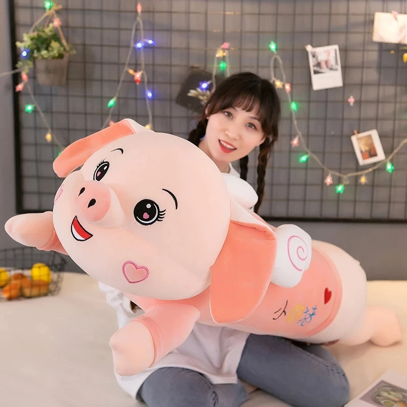 

85/120CM Long Pink Pig Plush Toy Stuffed Piggy Doll Expression Plush Pillow Accompany Toy Gift For Baby Kids Kawai Home Decor