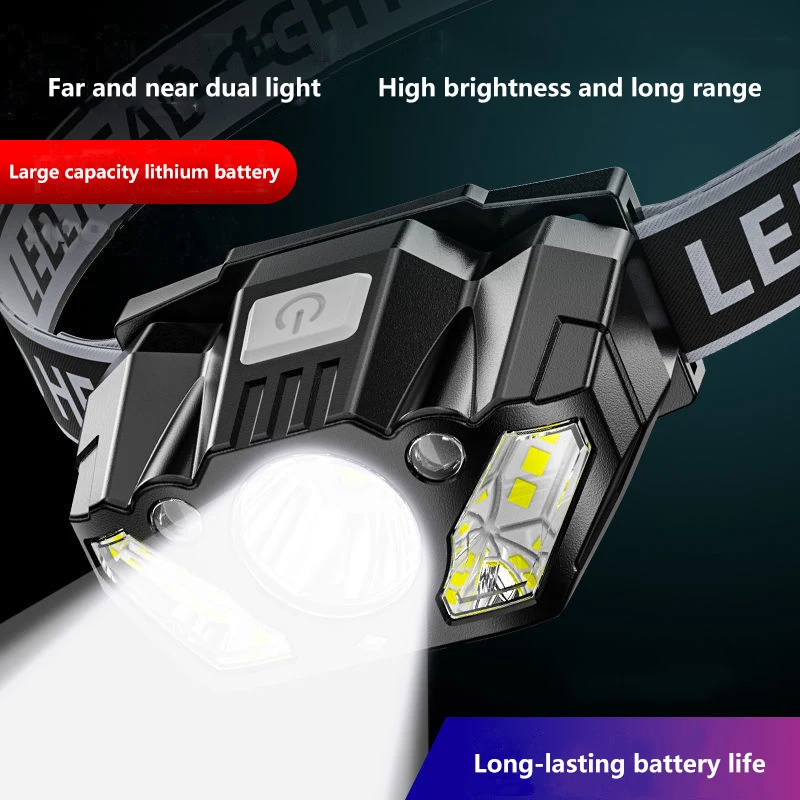 High Power Rechargeable Led Flashlight Outdoor Camping Supplies Portable Headlamp 18650 Night Fishing Hiking Hunting Spotlight enlarge