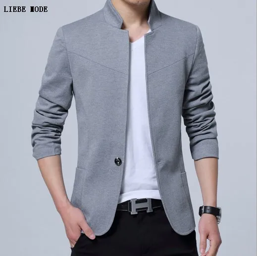 Мужской приталенный Блейзер однотонная черная синяя красная серая повседневная