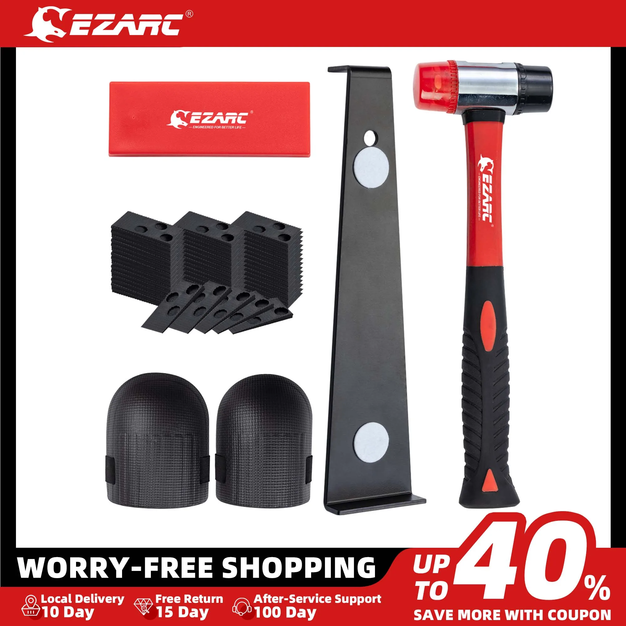 EZARC Laminate Wood Flooring Installation Kit 60 Spacers Pul