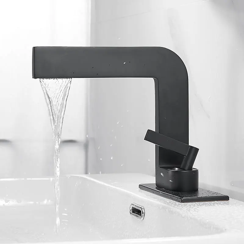 

Copper Waterfall Washbasin Faucet Hot and Cold Bathroom Bathroom Cabinet Basin Inter-Platform Basin Sink Faucet