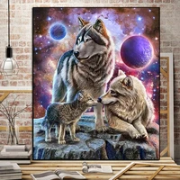 modern nursery wall art decor animal graffiti canvas painting wolf family poster and print living room home decoration picture
