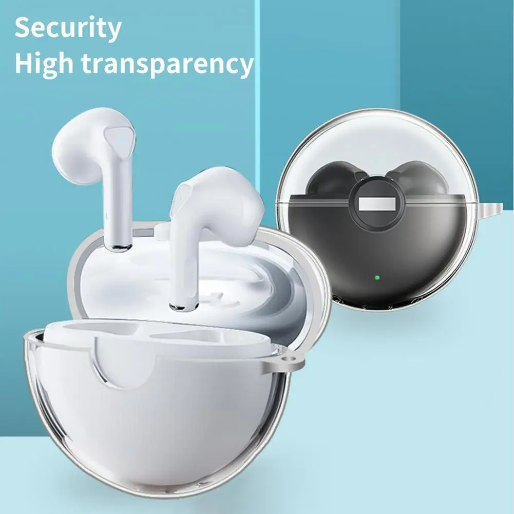 

Earphone Case with Hook Anti-fall Transparent Bluetooth-compatible Earbuds Protective Cover for Lenovo LP80